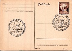 GERMANY 1938 POSTAL POSTCARD GRAF VON ZEPPELIN SPECIAL PICT POSTMARK KONSTANZ