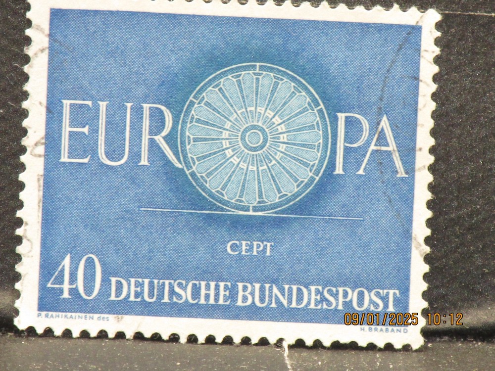 The listing:(1)1960 Deutsche CEPT Europa 40 Pf West German Postage Stamp-LH-HHH