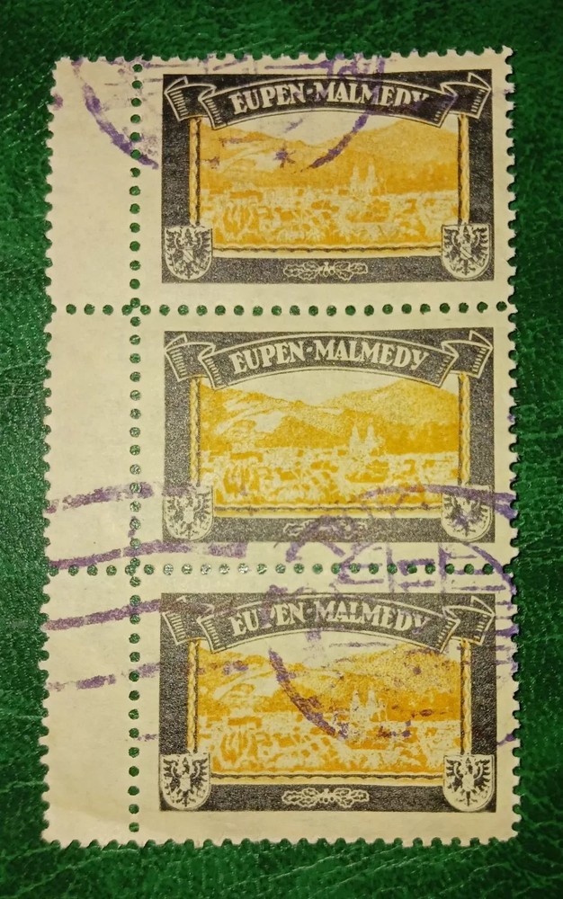 GERMANY 1920s Mourning Stamp Lost Territories Eupen Malmedy Strip & Tab NH Rare