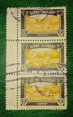 GERMANY 1920s Mourning Stamp Lost Territories Eupen Malmedy Strip & Tab NH Rare