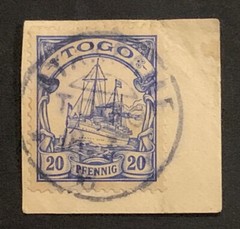 Travelstamps: Germany Togo Africa Stamps Kaiser’s Yacht 20pf Used on Piece