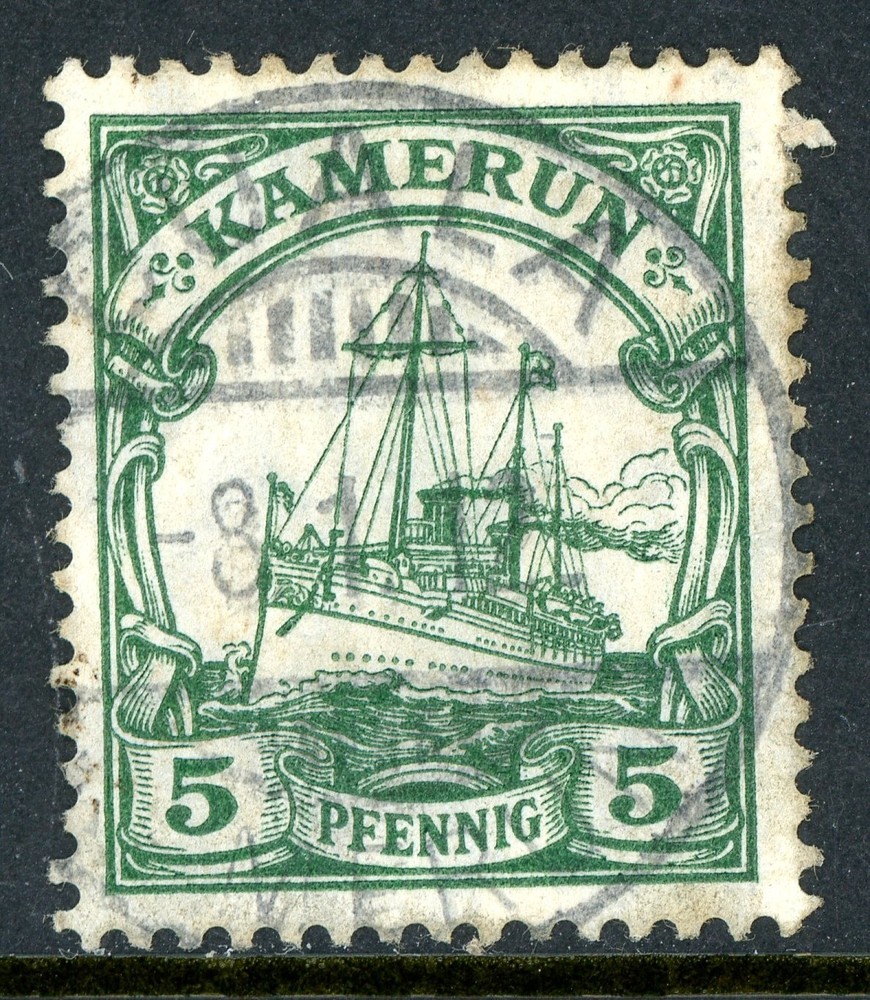 Germany 1900 Cameroon Kamerun 5pf Green Yacht Scott #8 VFU Y20