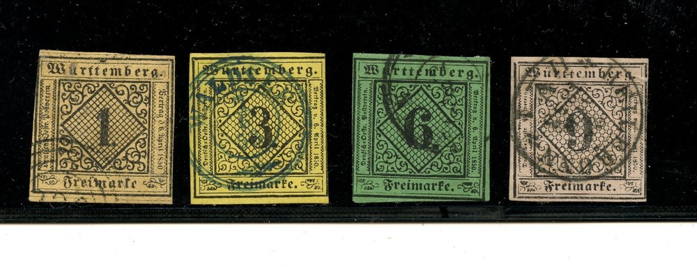 Germany-Wurttemberg #1, 2, 4, 5 (G991) Numerals, used, FFVF, CV$172.25