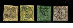 Germany-Wurttemberg #1, 2, 4, 5 (G991) Numerals, used, FFVF, CV$172.25