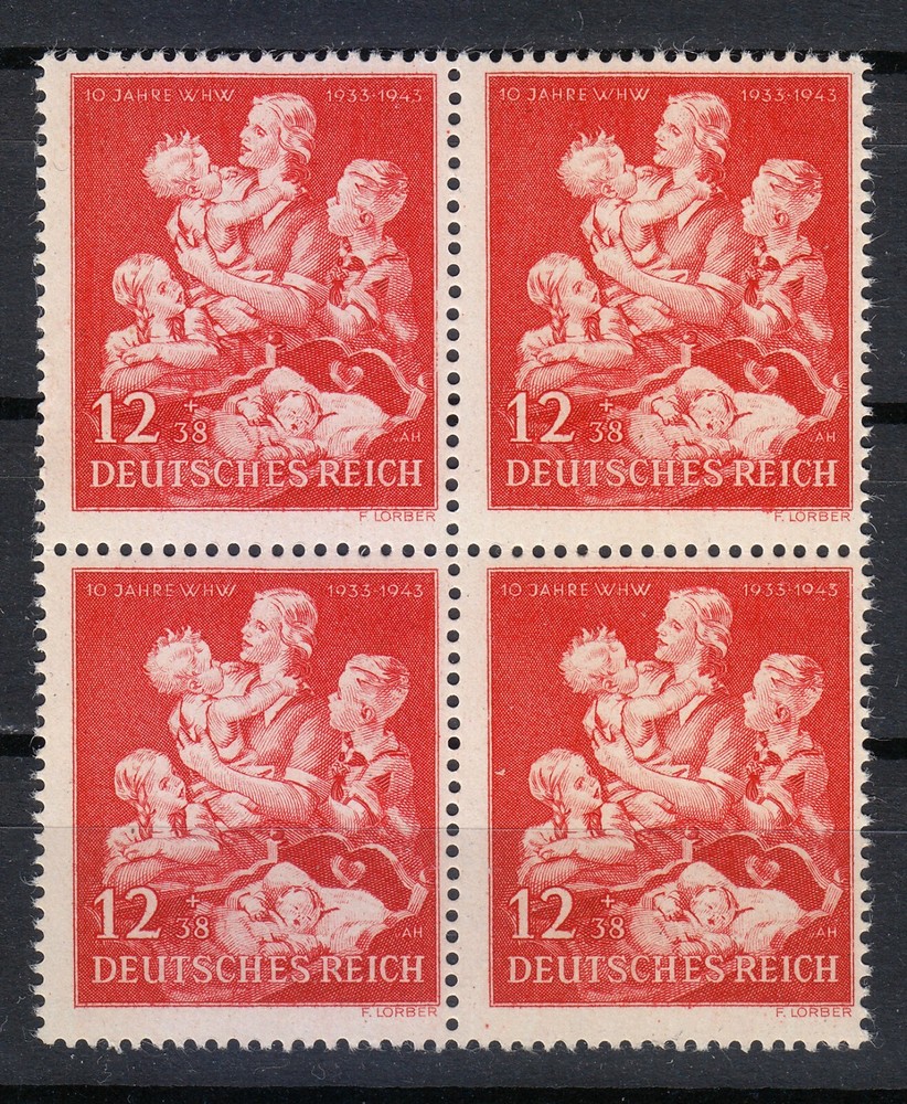 Germany 1943 MNH Mi 859 B246 Mother and Children / Block of 4 **