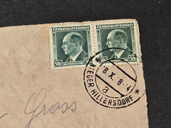 Third Reich Nazi German Czech 1938 Sudetenland Mixed Franking Cover Hillersdorf