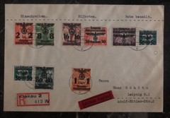 1940 Krakau GG Poland Germany Cover To Leipzig Stamps 1937 Surcharge B
