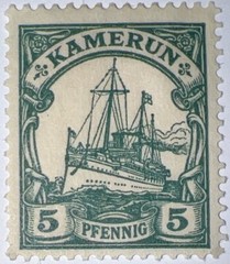 Travelstamps: Germany Kamerun Stamps 5pf Kaiser’s Yacht mint MOGH WMK