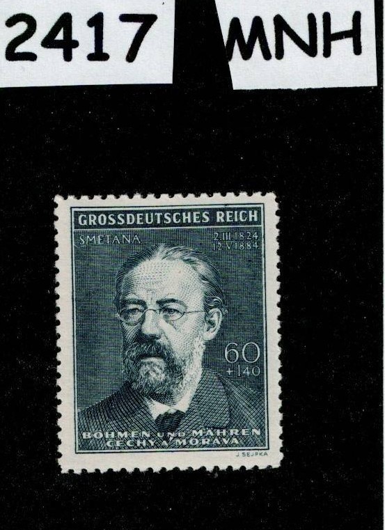 MNH Stamp B27 1944 Friedrich Smetana WWII Germany Occupation of BaM #2417