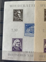 Germany Weimar National Theatre Aufbauspende blocks of both paper types