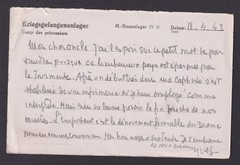 GERMANY 1943, Postcard prisoners of war to Stockholm Sweden, POW, WWII