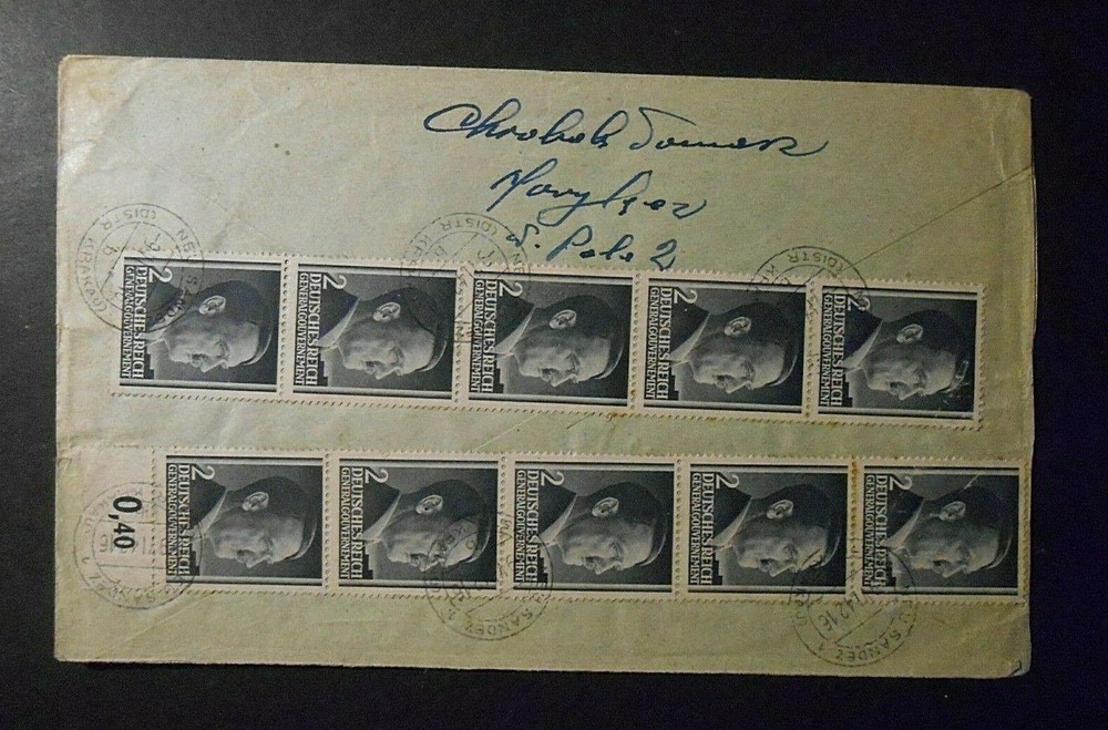 GERMANY Generalgouvernement POLONIA REICH 1941″Hitler 2gr.x12 su lettera Krakau