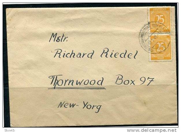 Germany Cover 1948 Stamps Pair Send to USA Used