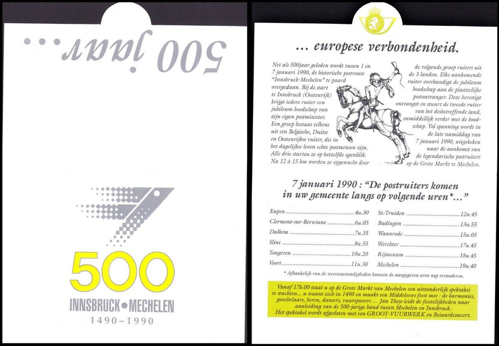 500 Years of Post Europe Austria Germany 1490 1990 FDC Folio Collection