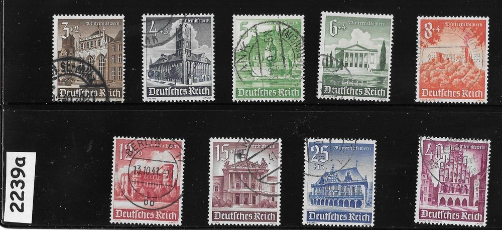 Stamp set B177-B185 1940 Germany Third Reich era Winter relief fund #2239a