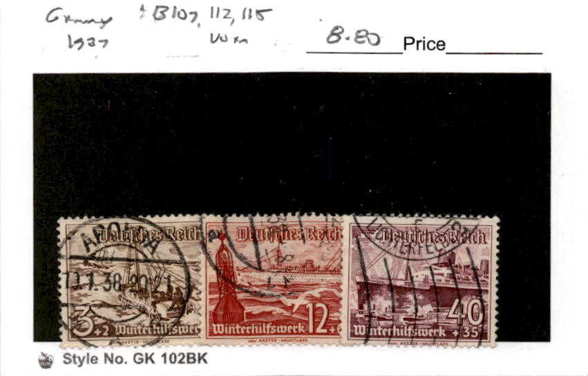 Germany, Postage Stamp, #B107, B112, B115 Used, 1937 Boats, Nautical (AC)