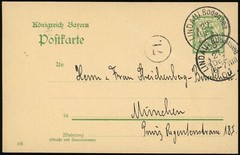 Germany Bavaria Lindau to Munich 5pf Stationery Postal Card 1906 Europe