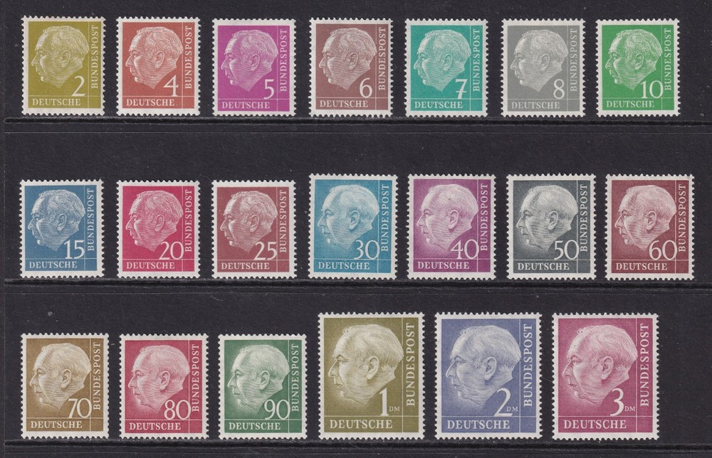 WEST GERMANY 1954 Heuss set of 20 SG 1103-1122 MNH/** (CV £350)