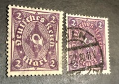 Deutsches Reich-Germany Stamp-1922-1923 Posthorn-2 Mk. Dark Violet/Purple Pink