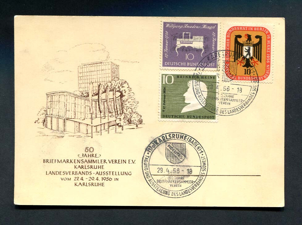 Germany : Better card from 1956 – stamp exhibition – CTO