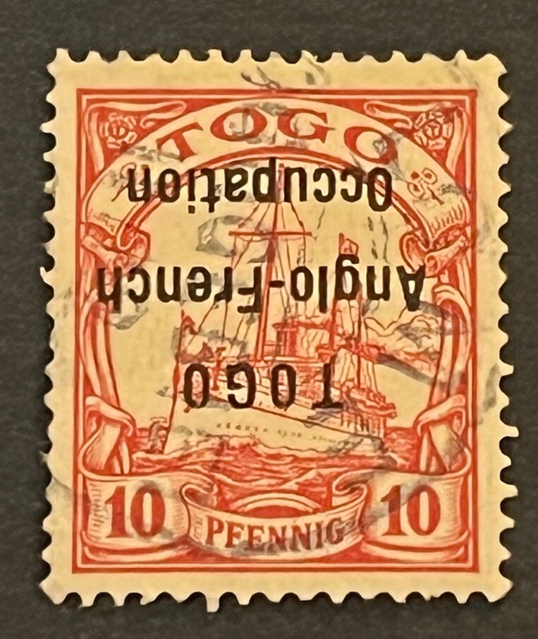Travelstamps: Germany Togo OP Stamps Kaiser’s Yacht 10pf Used INVERTED OVERPRINT