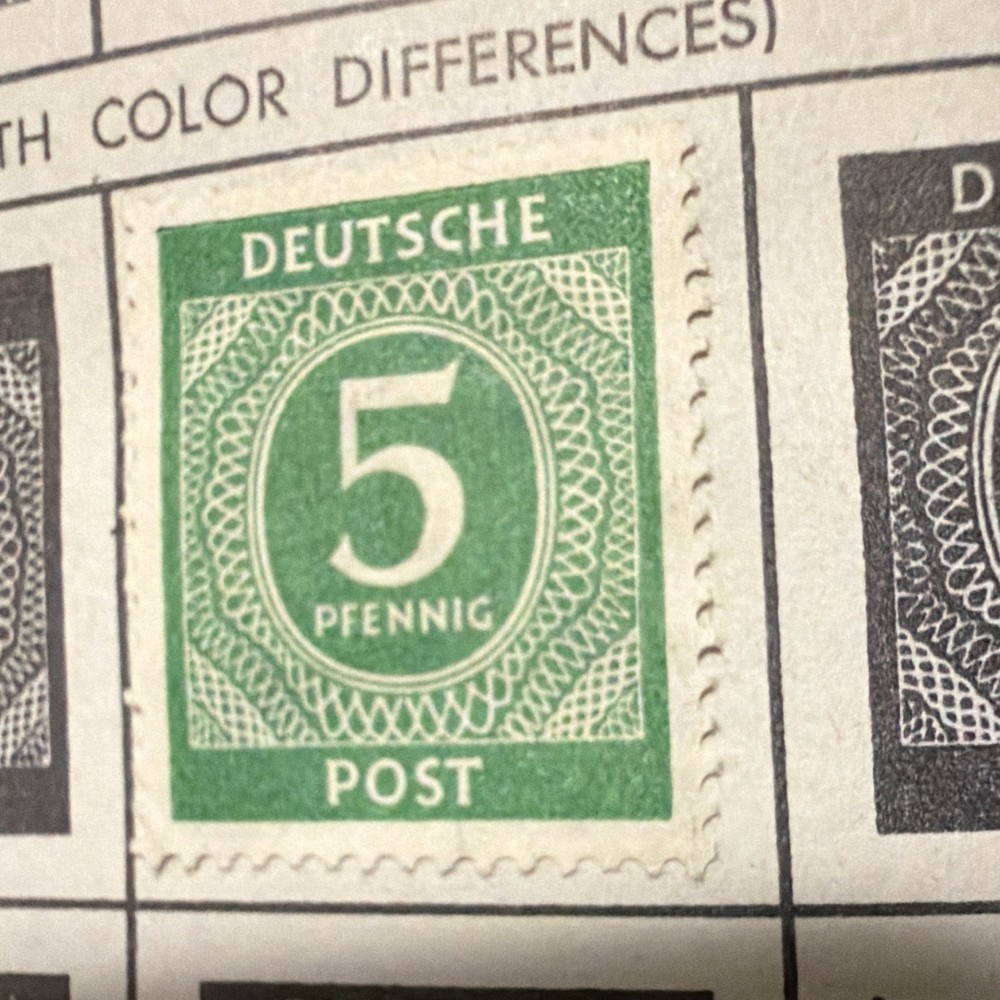Germany Deutsche Post 5 Pfennig Green Numeral Uncancelled MNH