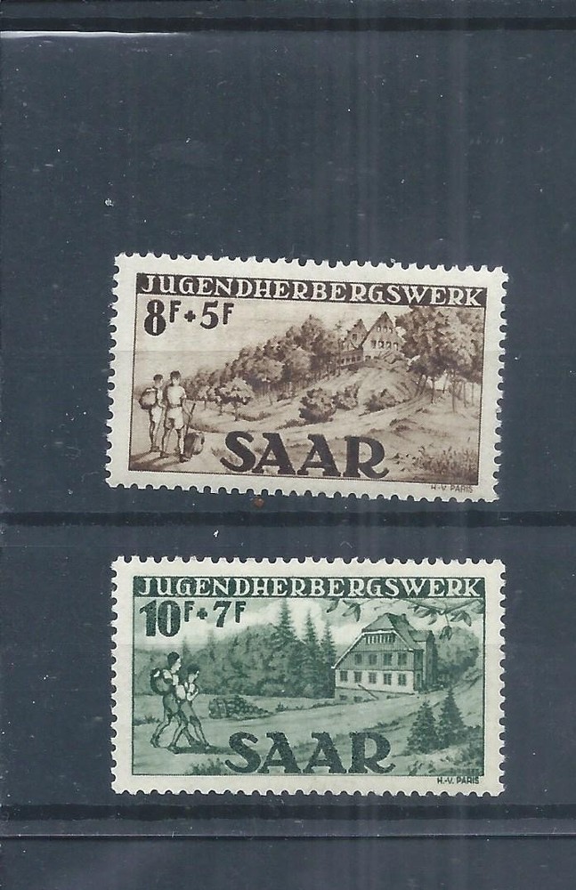 Saar Germany stamps. 1949 Youth Hostels Fund MH SG 259 – 260 (AW231)