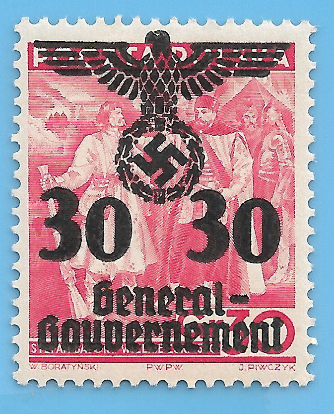 Germany Third Reich 1940 Poland Official Swastika Eagle 30 Stamp WW2 ERA #3