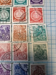 25 USED/Overstamped small Vtg 1950-1990 DDR East Germany stamps; $1 Ships/A DEAL