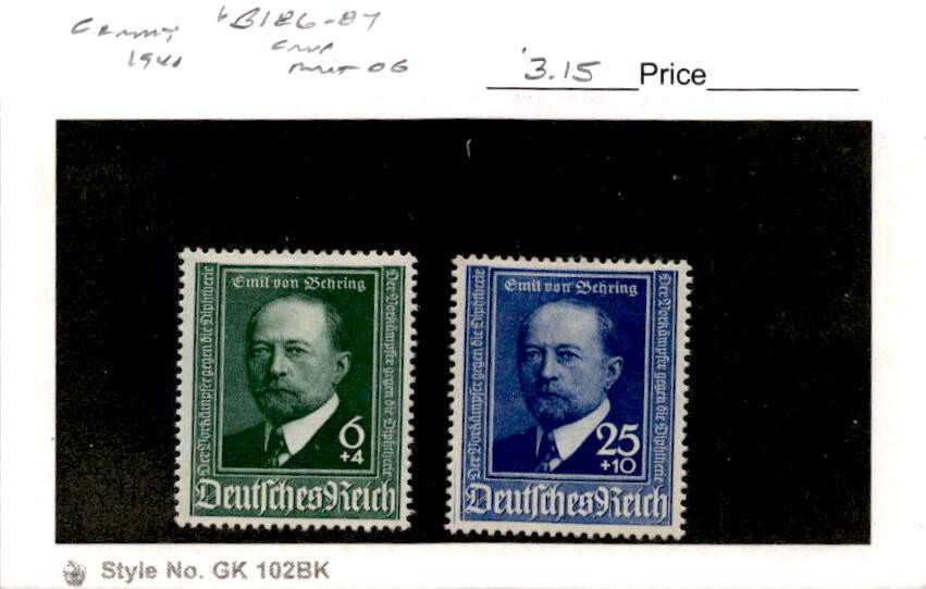 Germany, Postage Stamp, #B186-B187 Mint Hinged, 1940 von Behring (AG)