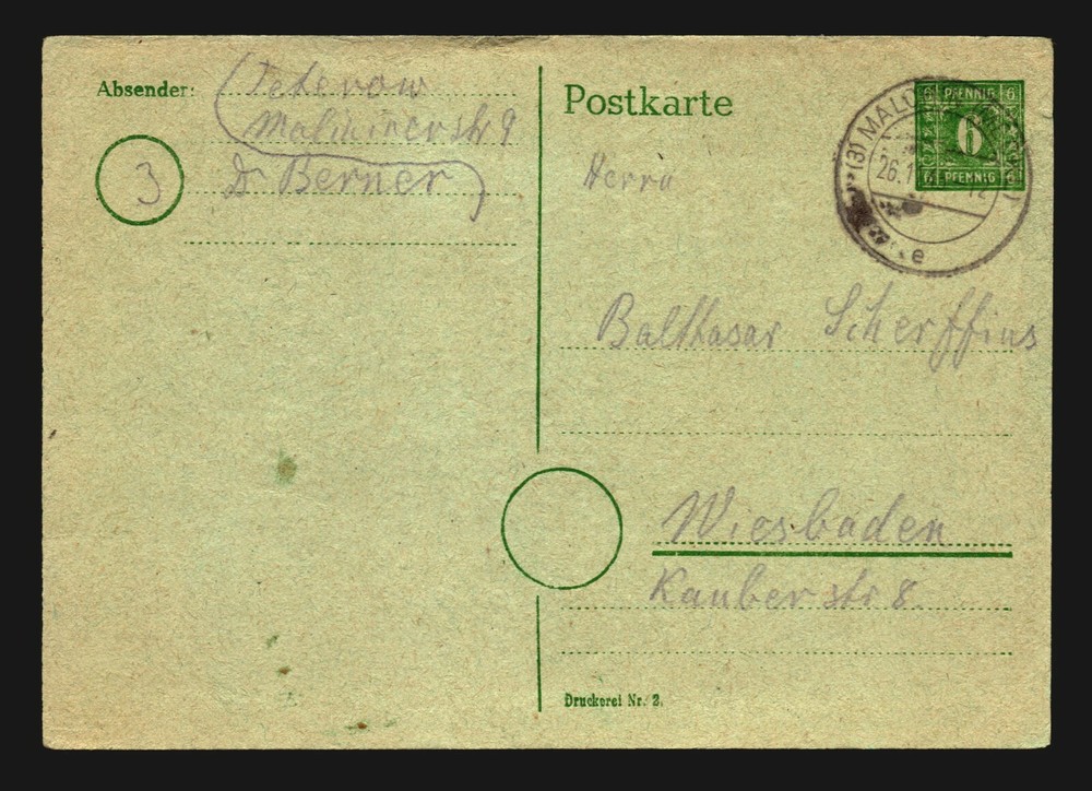 Germany 1945 6Pf Local Stationery Cover Used / Ni# P66 – Z14102