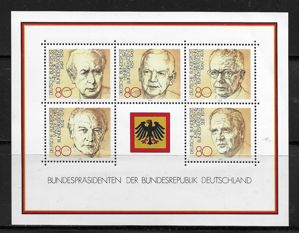 Germany 1982 Presidents of the Federal Republic M/S U/M (P71) see description