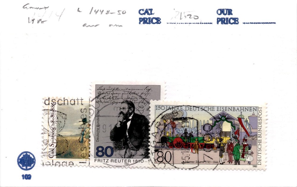 Germany, Postage Stamp, #1448-1450 Used, 1985 Carl Spitzweg (AE)