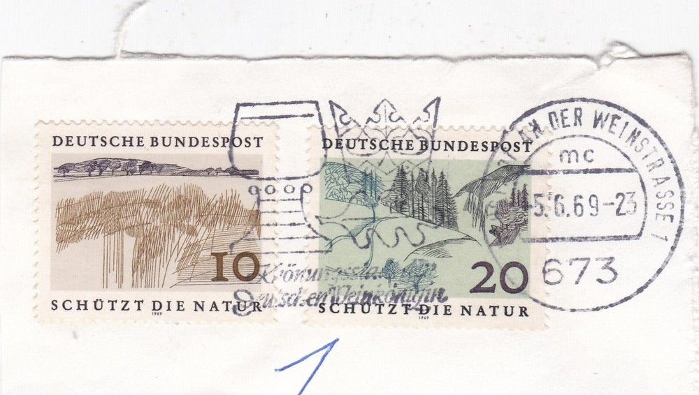 Germany 1969 Nature Protection SG 1489+1490 Neustadt an der Weinstrasse on piece