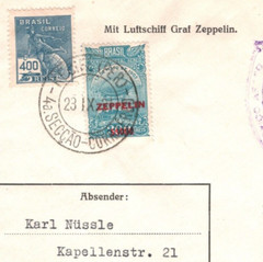 GERMANY BRAZIL 4m ZEPPELIN *MIXED FRANKING* Cover 2. SÜDAMERIKAFAHRT 1931 KZ105