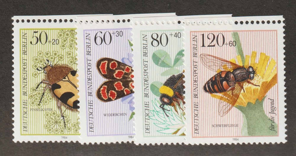 1984 Germany Berlin Sc# 9NB209-12 – Insects, Bees, Beetles. MNH Est$5.00