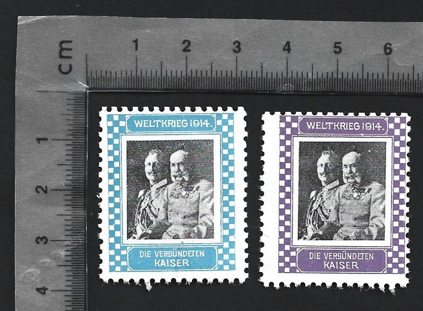 (AOP) Germany WWI WELTKRIEG 1914 poster stamps (2) THE ALLIES EMPEROR MNH