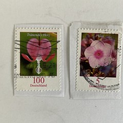 13 Germany stamps~2005-2019~Flowers~nasturtium~cornflower~bleeding heart~cosmos