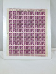 GERMANY REICH 1941 ADOLF HITLER HEAD PURPLE 6PF SHEET OF 100 STAMPS, NO GUM, NH