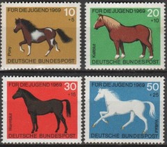 Germany 1969 Youth Welfare – Horses Stamps Mi 578-581 MNH