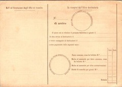 Italy 1890s Unused Parcel Card – J16685