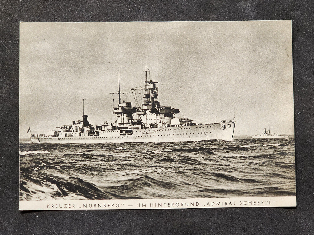 WW2 German Kriegsmarine Cruiser Nürnberg Feldpost Photo Postcard Admiral Scheer