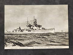 WW2 German Kriegsmarine Cruiser Nürnberg Feldpost Photo Postcard Admiral Scheer