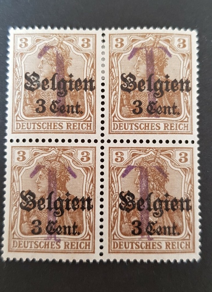 German Empire Germania 3pf scarce Postage Due Overprints on Belgium Occ stamps