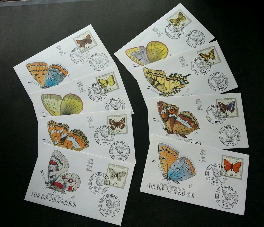 Germany Butterflies 1991 Month Insect (complete set FDC 8’s) *clean *rare
