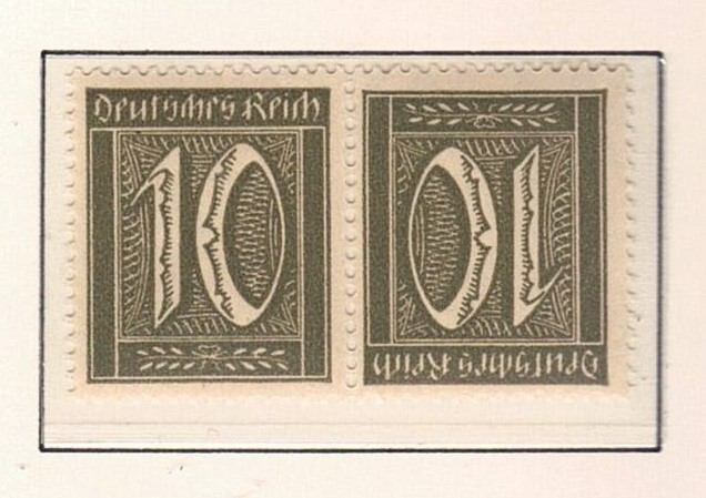 Germany – 1921 ZdMiNr. K5, 10pf Numeral, tete-beche pair