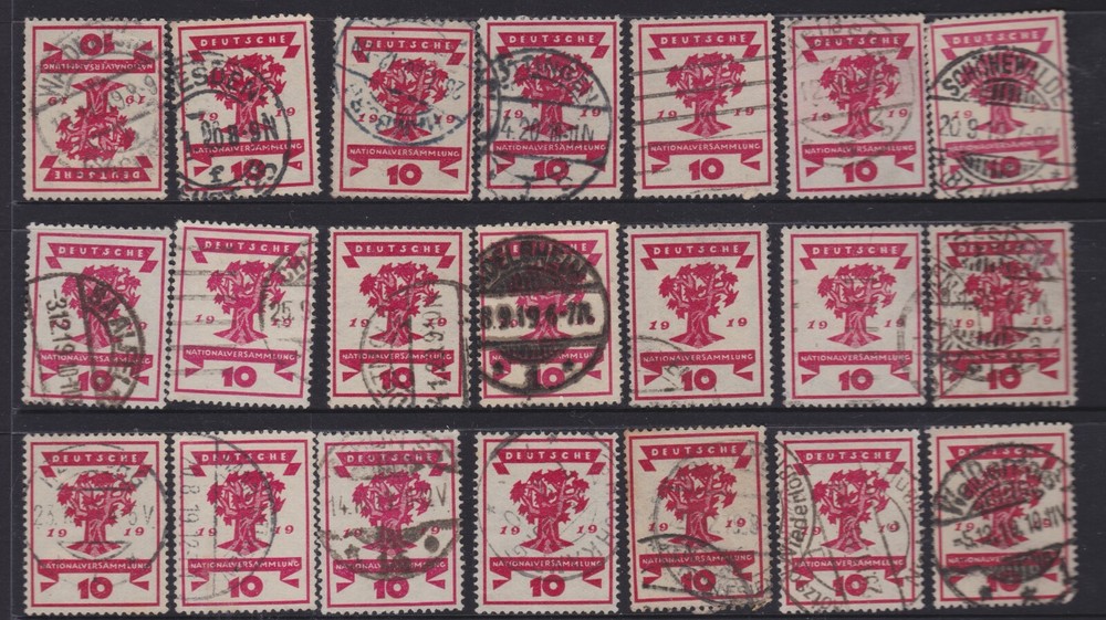 1919 WWII GERMANY Nationalversammlung National Assembly 10pf. Lot x 21