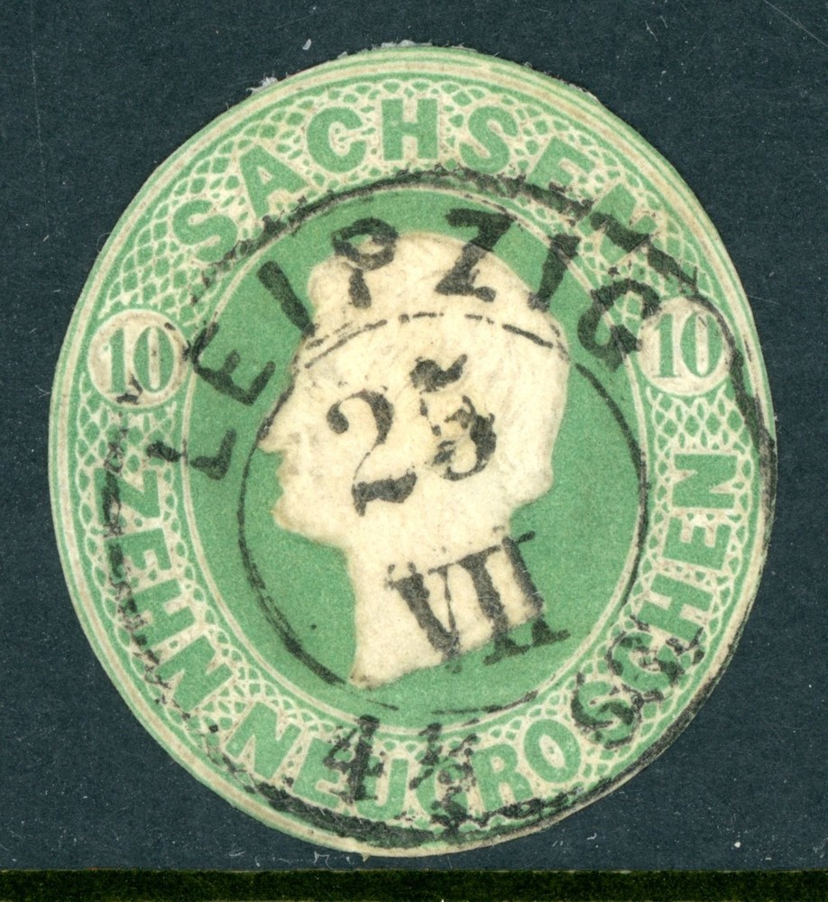 Germany 1859 Saxony King Johann 10 NG Cut Square VFU K898