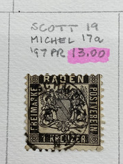 Germany States, Baden, Used – hinged on one album page, 1851-1868, High Value.