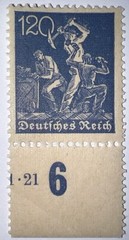 Travelstamps: 1921 Germany Deutsches Reich Mi# 168 120 Pf. Mountain Workers MNH